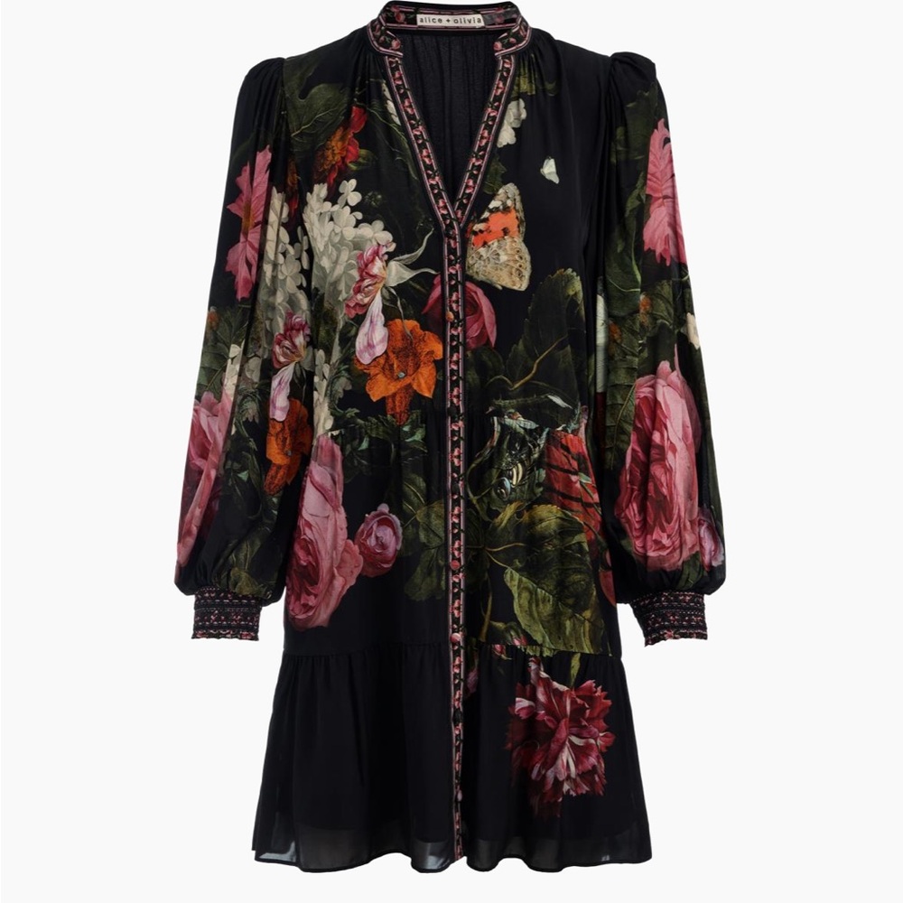 Alice + Olivia Floral Black Dress Size 0